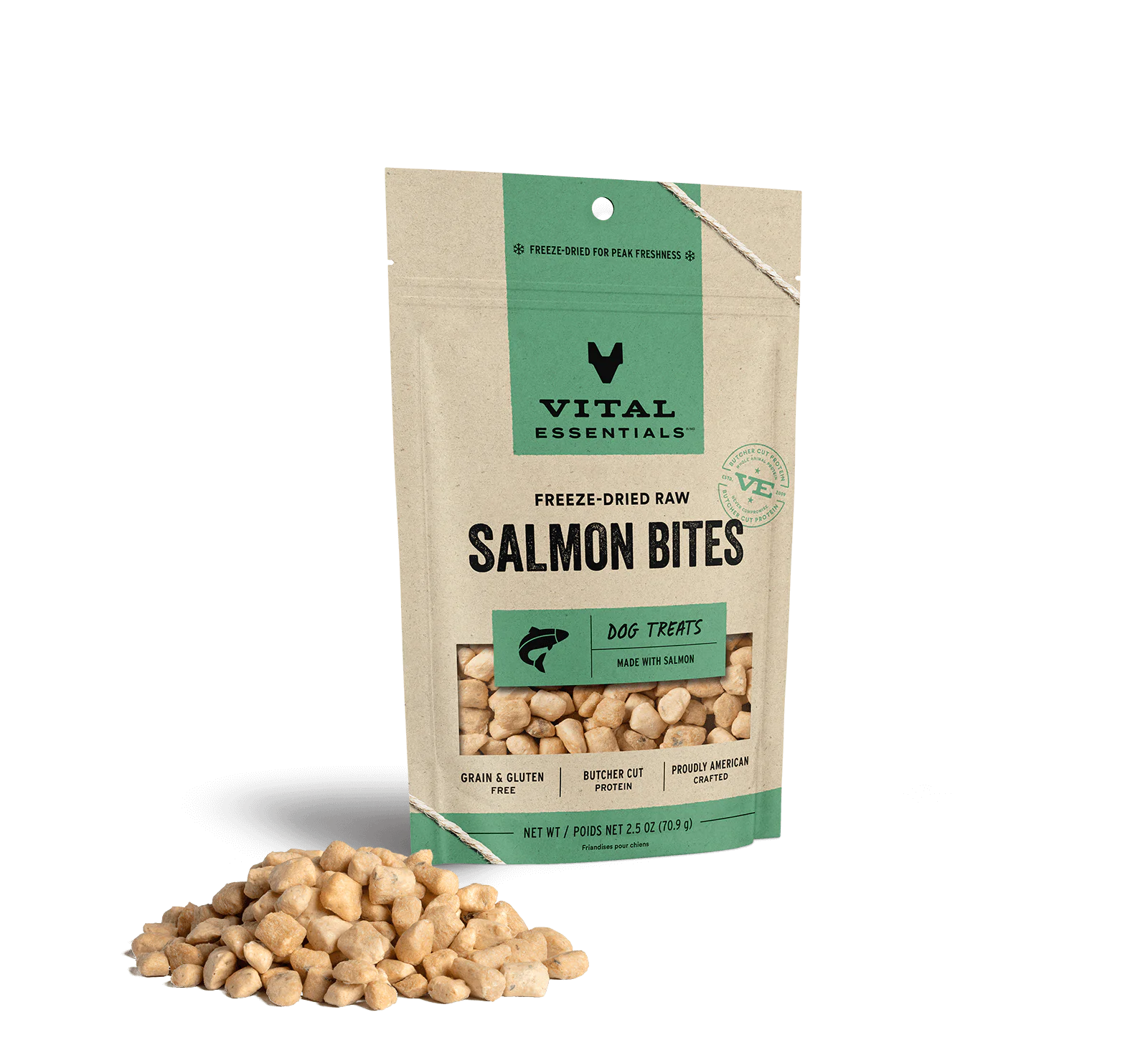 Vital Essentials Freeze Dried Raw Salmon Bites Dog Treat - 2.5 oz.