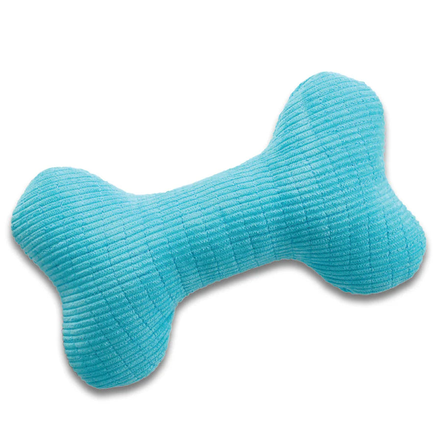 Playology Durable Plush Squeaky Bone with Peanut Butter Scent - M